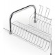 Escorredor 15 Lugares 43,3cm por 16,3cm Para Louça Pratik Com Porta Copos Cromado